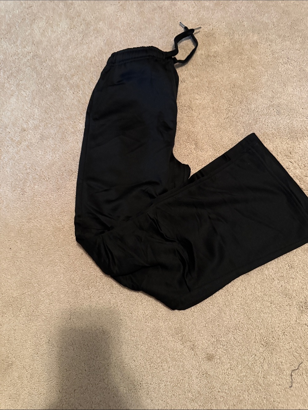 NWOT Girls M (11yr.old)  Black Drawstring Lounge Pants w/bottom flare.